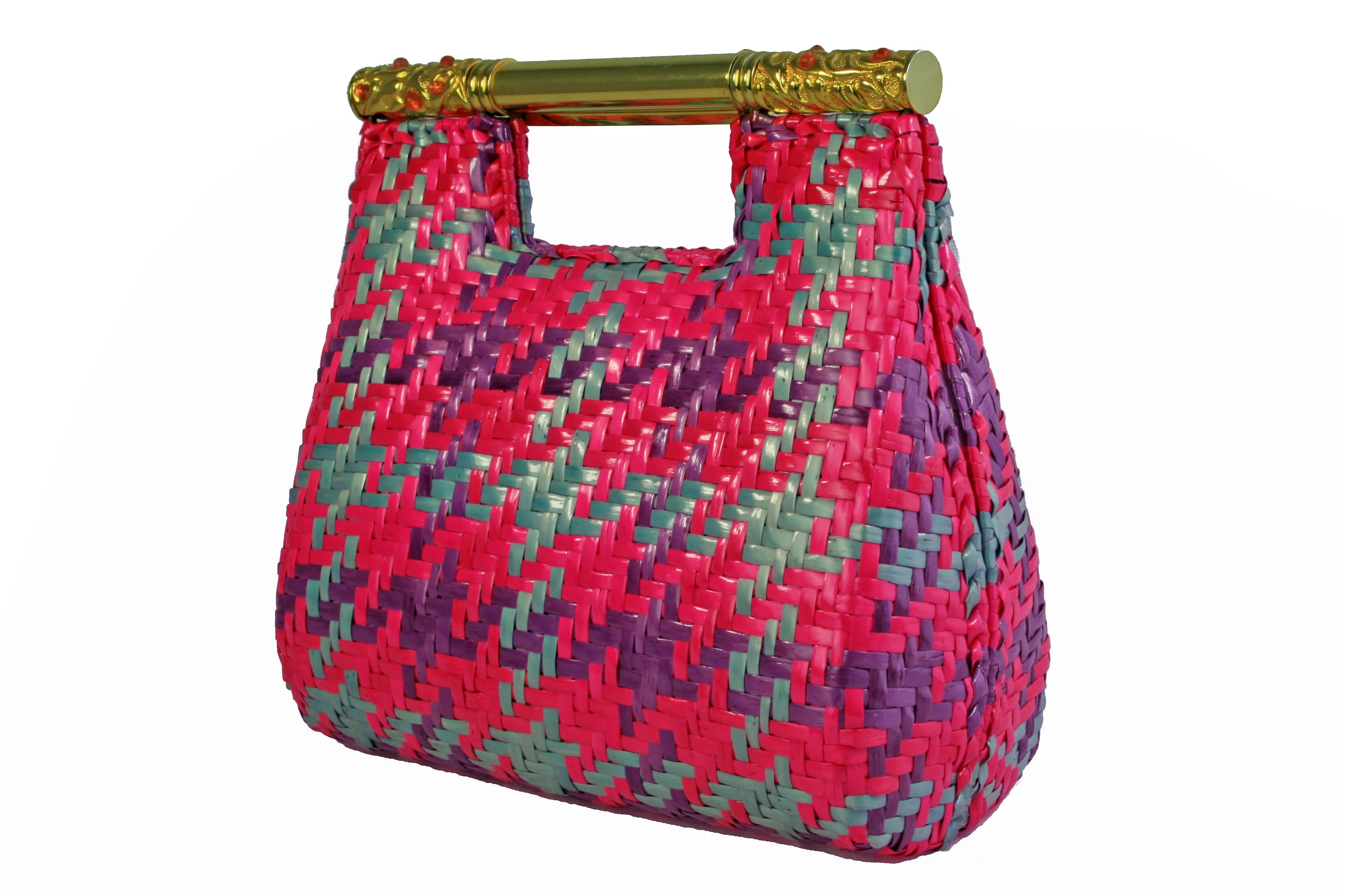 RODO multicolor wicker bag with metal handle