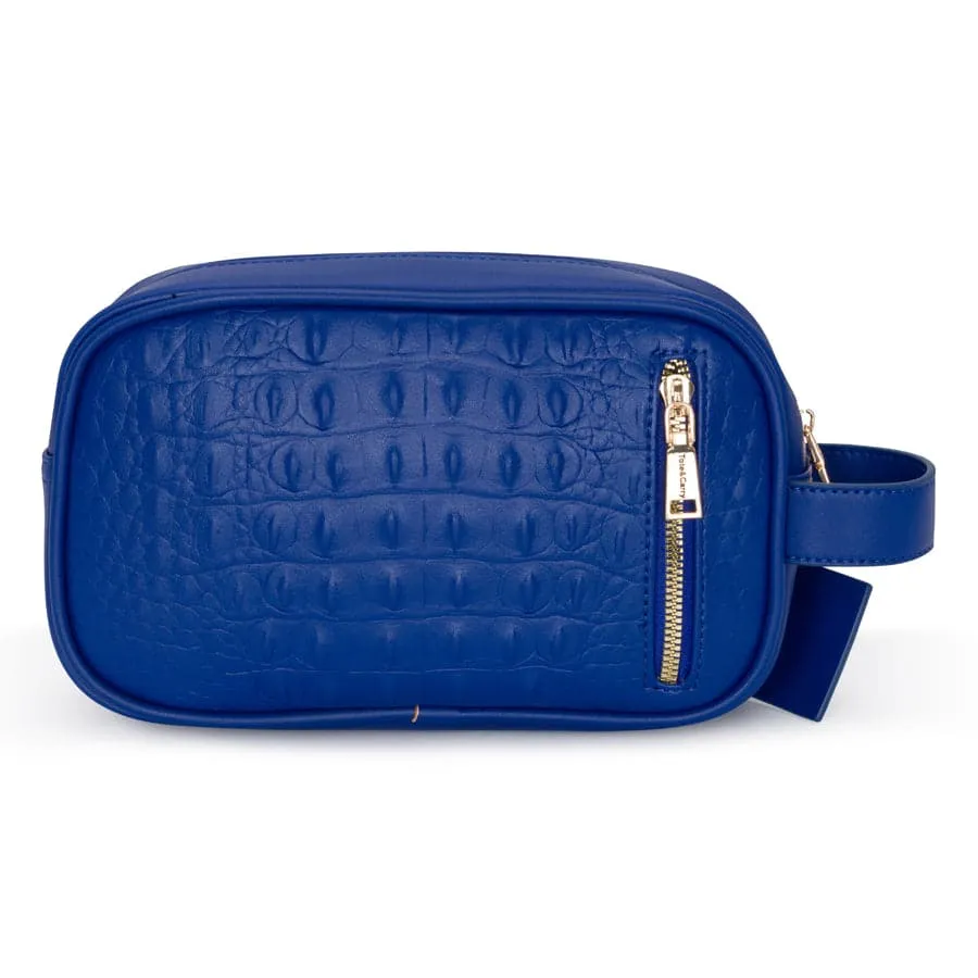 Royal Blue Apollo 2 Faux Crocodile Skin Toiletry Bag