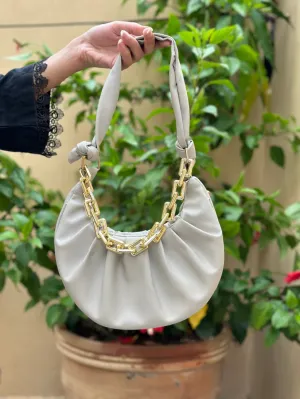 Ruffled Chain Bag “Ash White