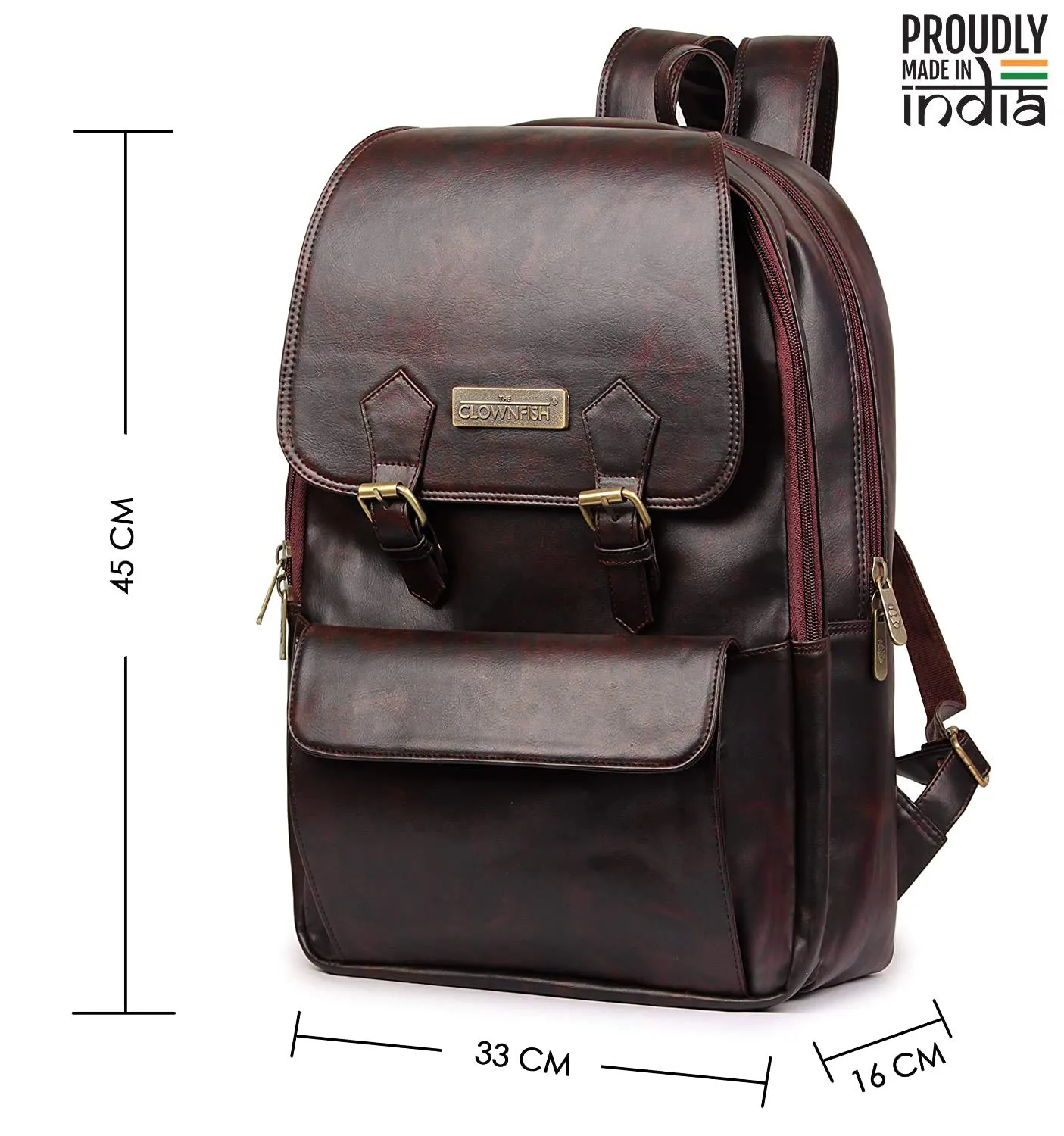 THE CLOWNFISH Hayden 25 Liters 15.6 Inch Laptop Backpack for Men and Women - Umber Brown