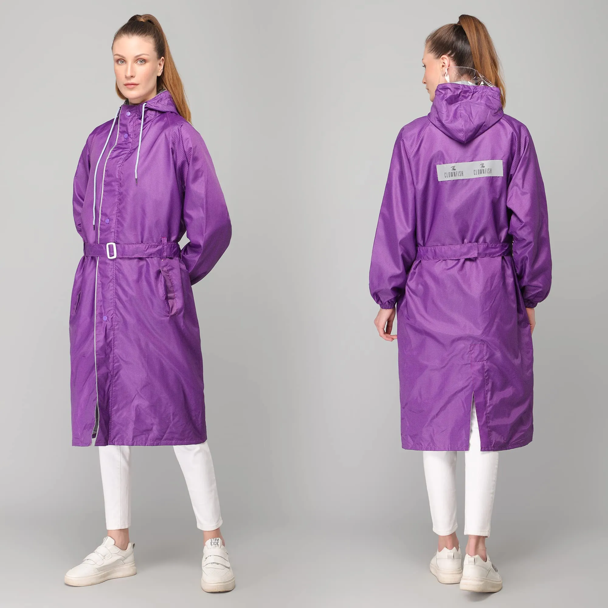 THE CLOWNFISH Raincoats for Women Waterproof Reversible Double Layer. Brilliant Pro Series (Purple, XXXX-Large)