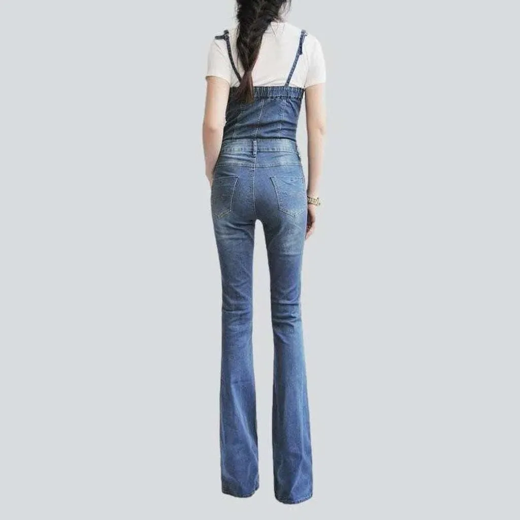 Trendy women's denim jumpsuit