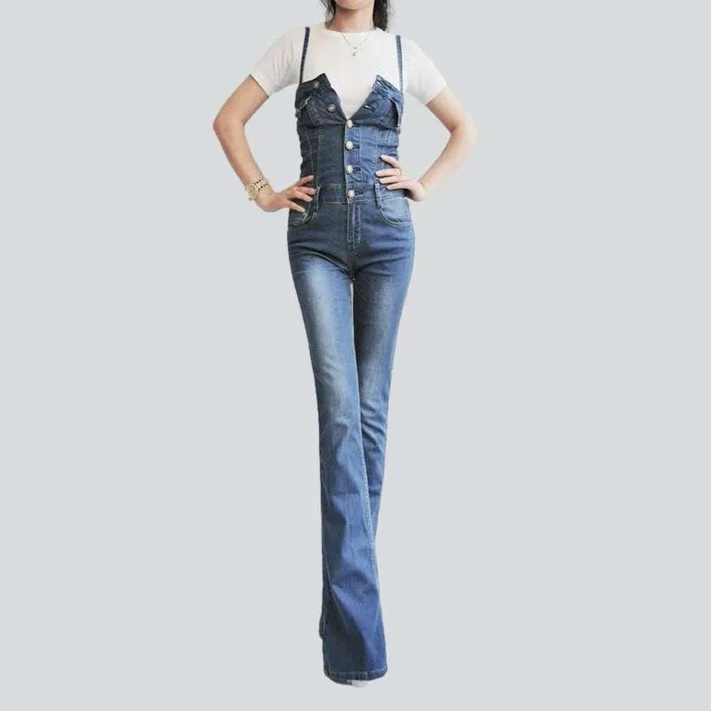 Trendy women's denim jumpsuit