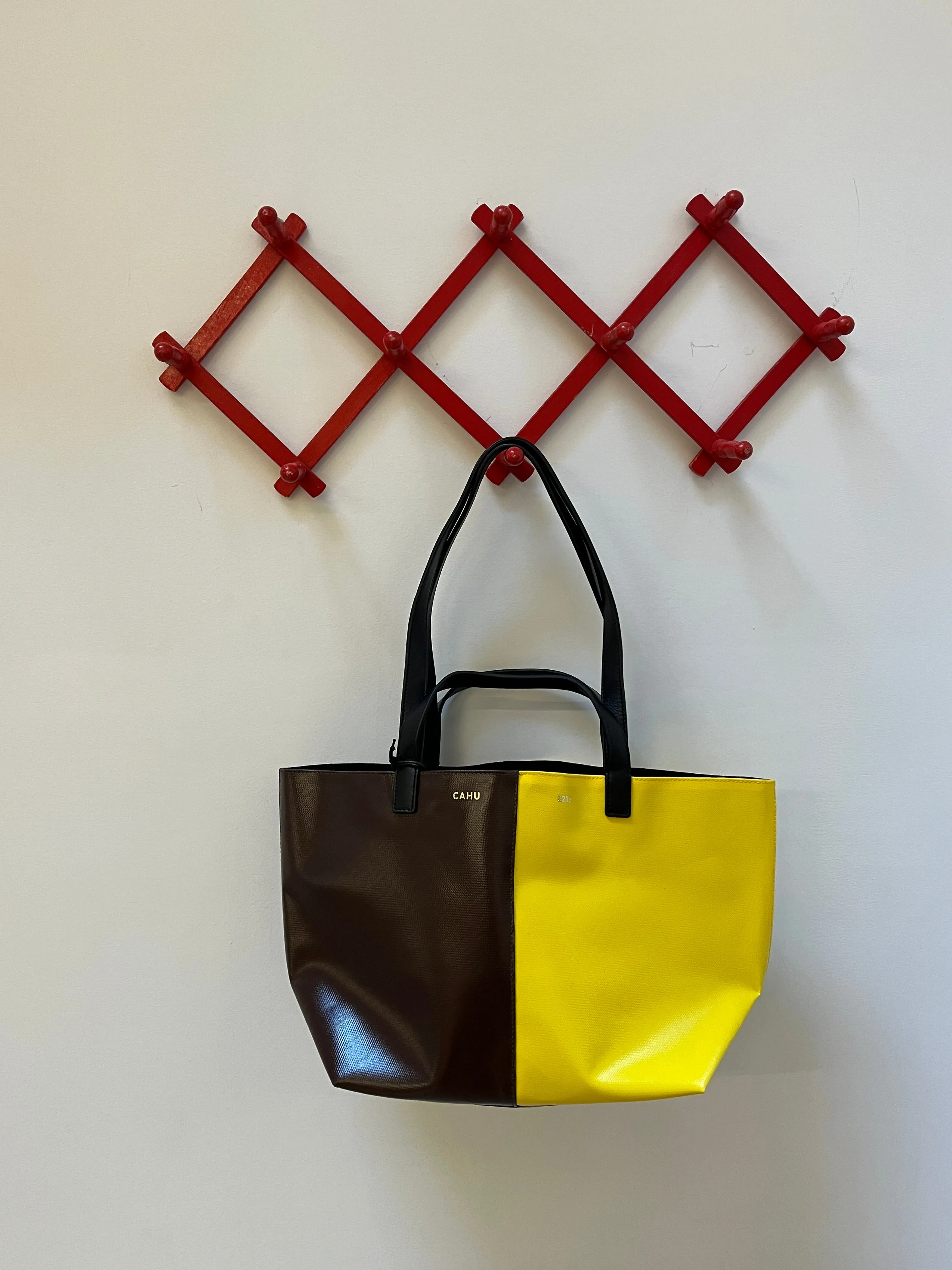 Two Tone Pratique Tote Bag - Yellow/Brown