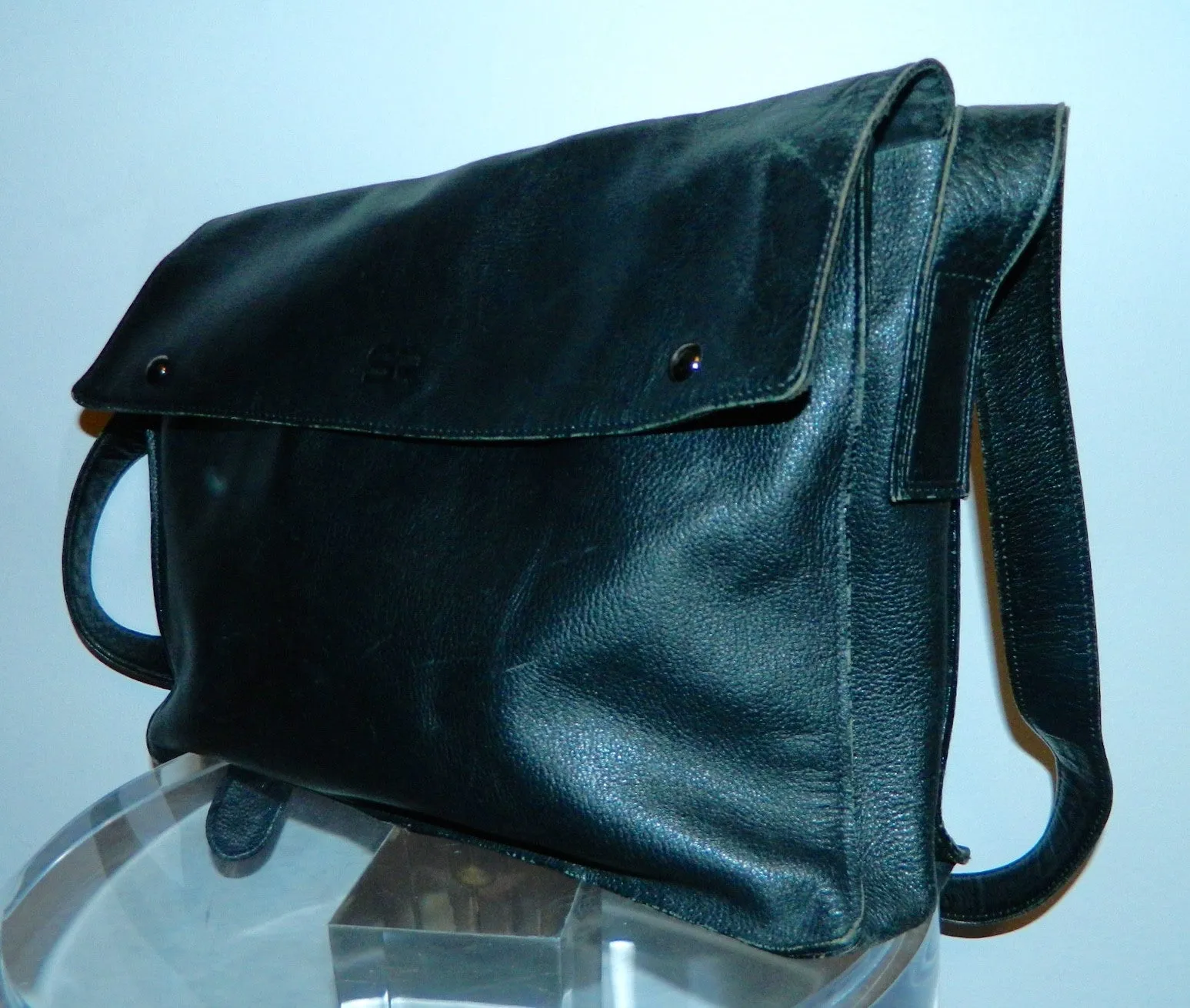 vintage 1980s satchel black leather SONIA RYKIEL purse messenger bag