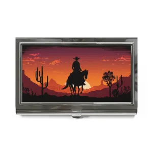 Western Cowboy Art Print Business Card Holder