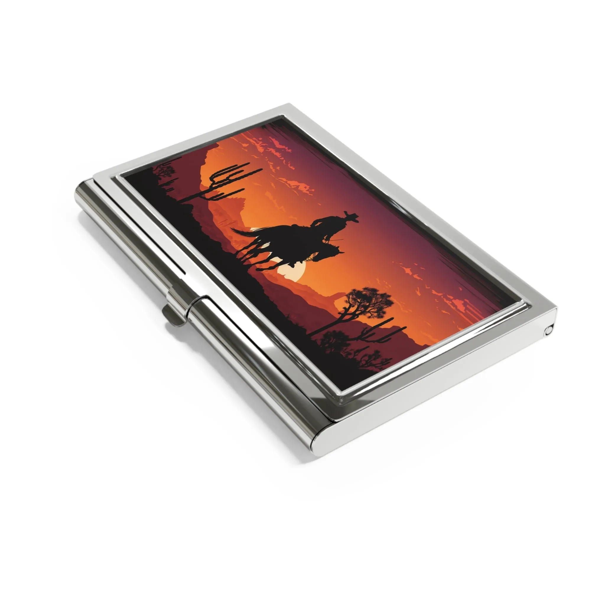 Western Cowboy Art Print Business Card Holder