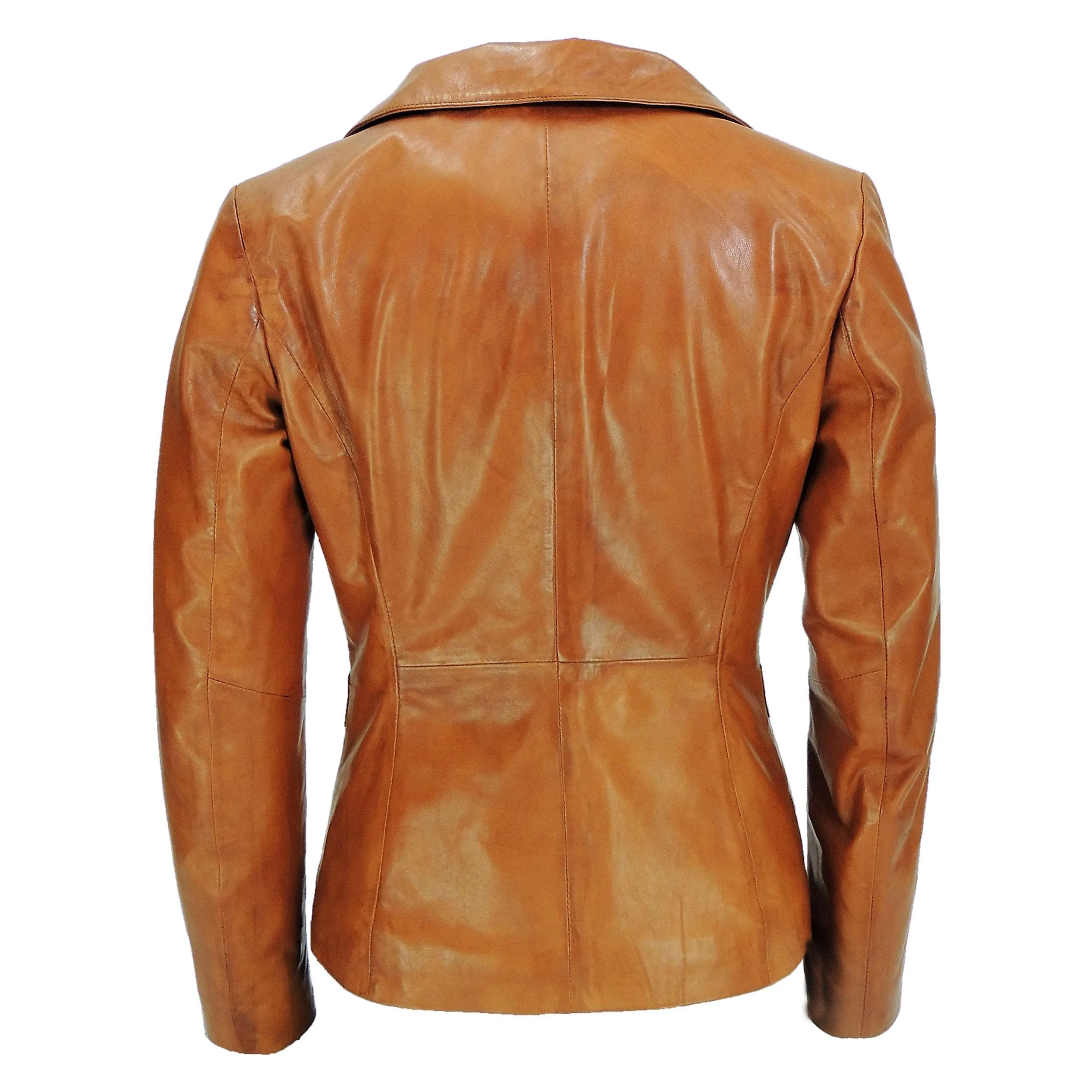 Women's Stylish Caramel Tan Leather Blazer