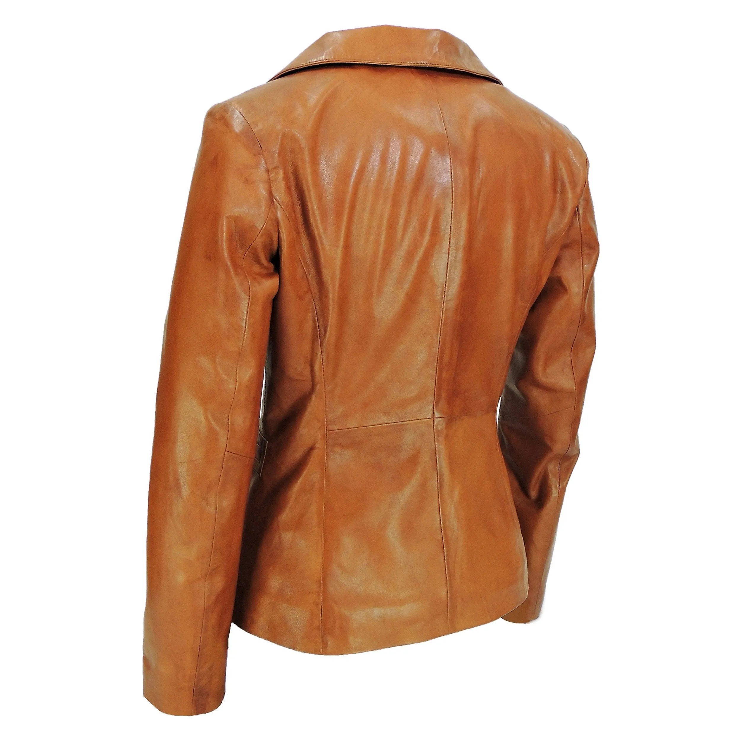 Women's Stylish Caramel Tan Leather Blazer