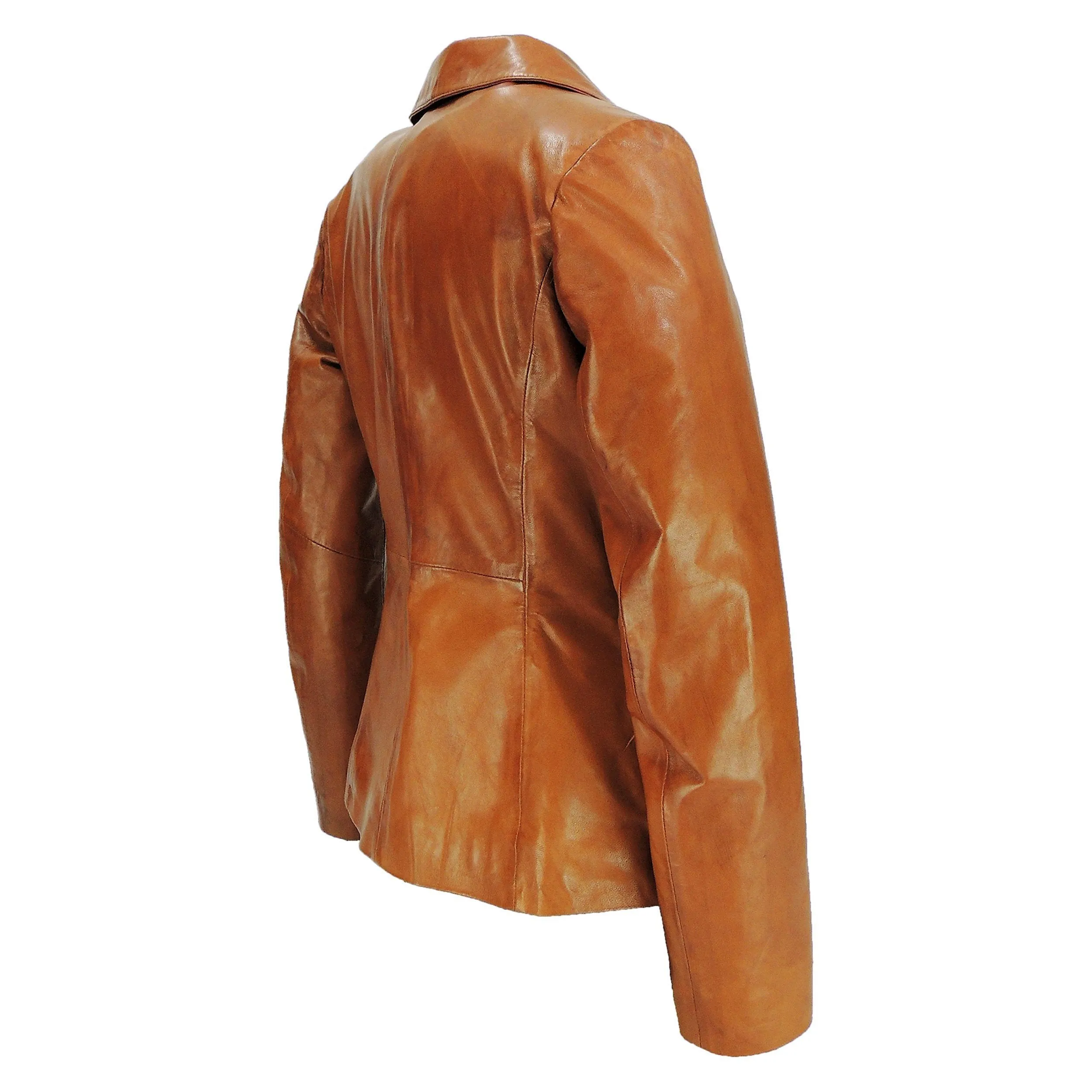 Women's Stylish Caramel Tan Leather Blazer