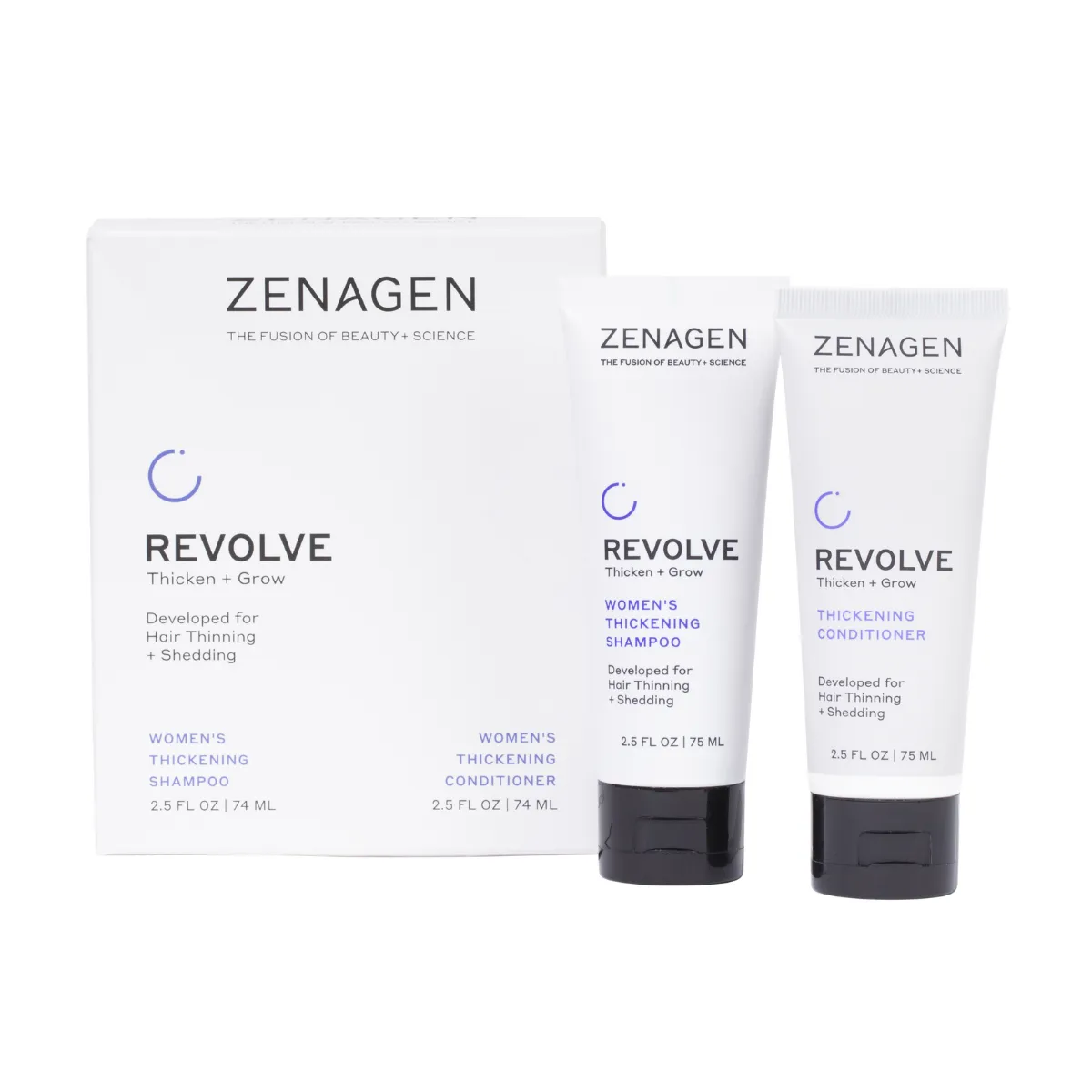 Zenagen Revolve Women's Thickening Shampoo and Conditioner Travel Kit